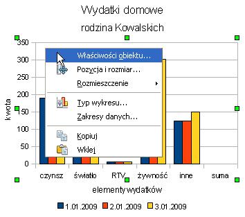 Formatowanie ściany wykresu zakładka Krawędzie Aby sformatować tło samego