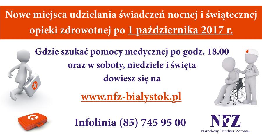 dyżurze w najbliższy weekend, tj. 30.09-01.10. W Augustowie nocną i świąteczną opiekę zdrowotną realizuje Samodzielny Publiczny Zakład Opieki Zdrowotnej przy ul. Szpitalnej 12. Red.