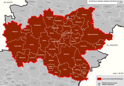 WARIANT DOCELOWY: 41 GMIN 1.PODSTAWA DELIMITACJI WARIANTU: - 22 gminy Metropolii Górnośląskiej (obszar wg Strategii Rozwoju Woj. Śląskiego ŚLĄSKIE 2020+ i Planie Zagospodarowania Przestrzennego Woj.