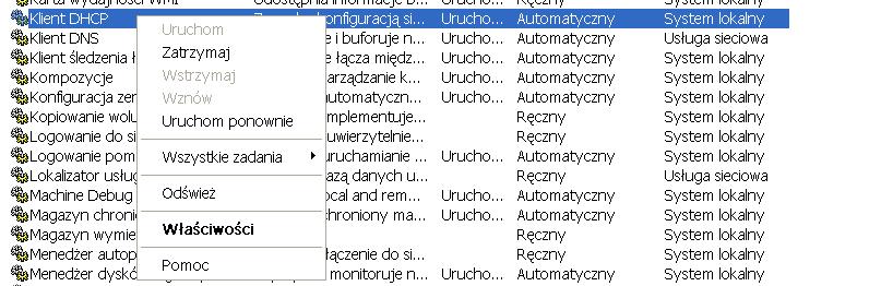 wybraniu konkretnej usługi