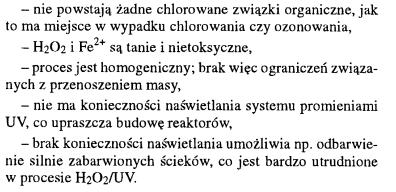 Procesy fotochemiczne: H 2 O 2 /UV Proces wykorzystuje