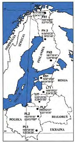 równoleżnikowy (10 powierzchni borów sosnowych zlokalizowano w Niemczech, Polsce i na Białorusi; ryc. 14A); 2) tzw.