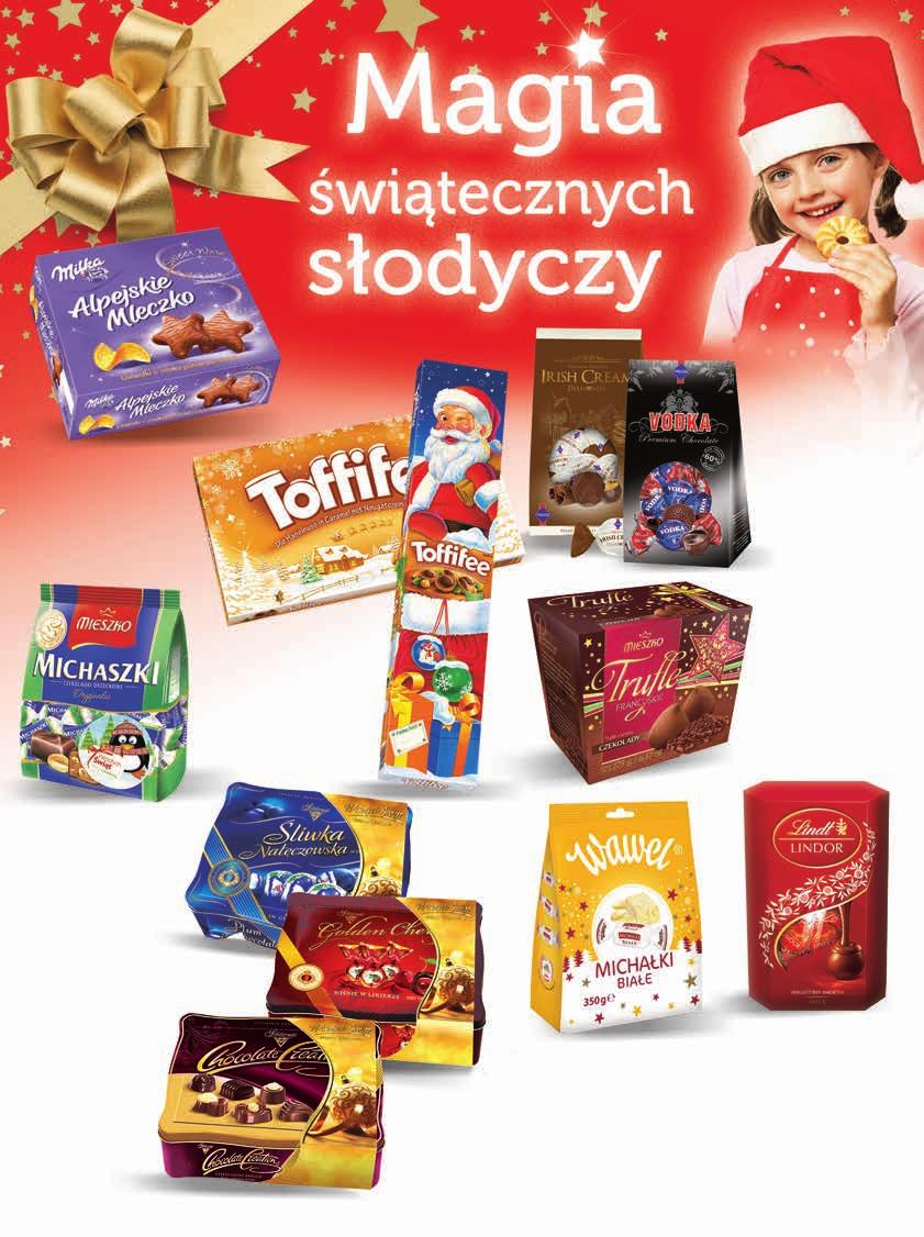 10 99 ALPEJSKIE MLECZKO MILKA Sweet Winter 225 g, 4,88 zł / 100 g 5 99 PRALINY PASSIO 112-120 g od 4,99 do 5,35 zł / 100 g 21 99 TOFFIFEE 375 g, 5,86 zł / 100 g 8 99 9,89 TRUFLE MIESZKO 4 rodzaje 175