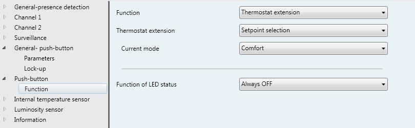 6.9 Funkcja Regulator temperatury rozszerzenie Funkcja ta umożliwia wysterowanie zewnętrznego regulatora temperatury KNX (np.