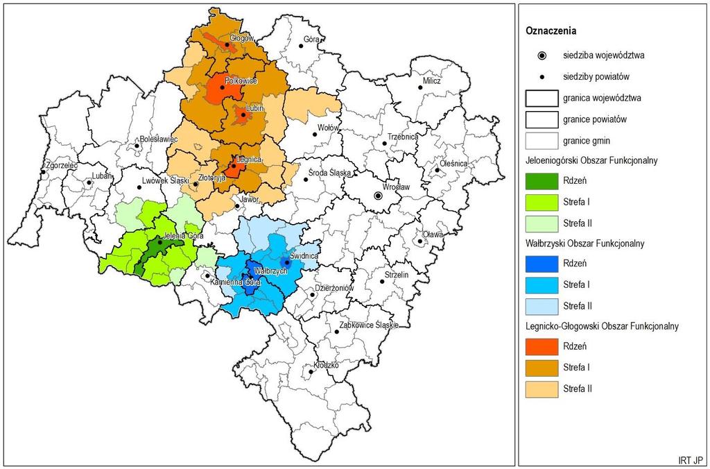 PODSUMOWANIE Gminy spełniające 4 kryteria (w tym co najmniej jedno funkcjonalne) oraz spełniające kryterium położenia, zaliczono do pierwszej strefy.