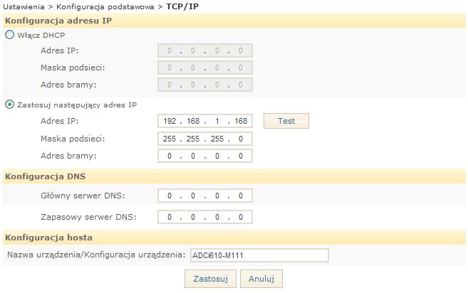 9. Konfiguracja sieci 9. Konfiguracja sieci TCP/IP (DHCP, statyczne IP, ustawienia DNS) Aby zmienić ustawienia TCP/IP, przejść do Ustawienia > Konfiguracja podstawowa > TCP/IP.