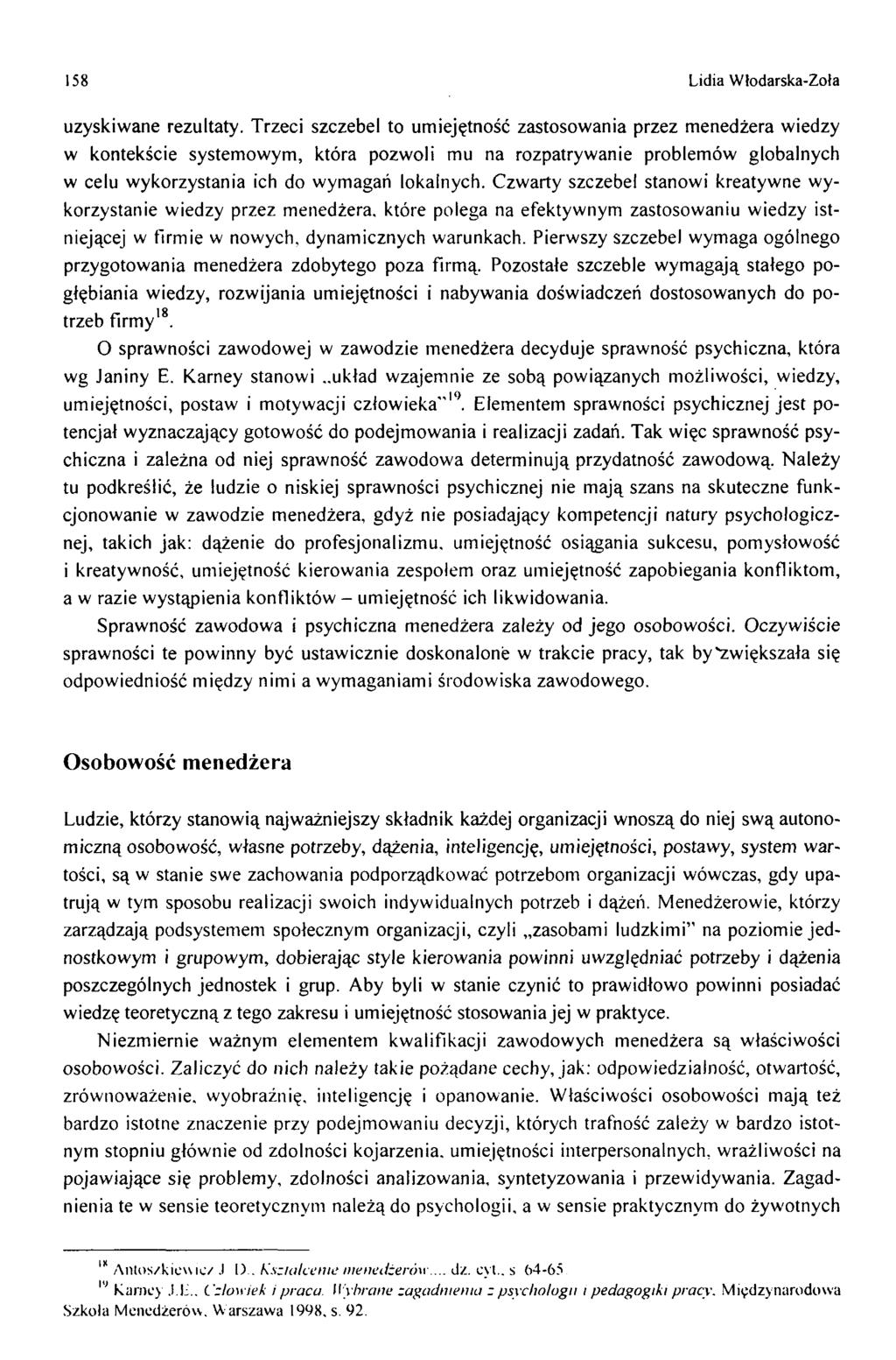 158 Lidia W łodarska-zoła uzyskiw ane rezultaty.