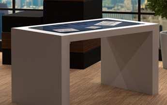 Sugerowane obudowy stołów multimedialnych Stół nr 1: laminat grafitowy, kształt