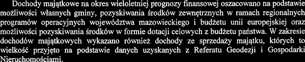 Prognoza dochod6w Planowane wielkosci dochod6w na rok 201 6 przyjqto na podstawie: - okreilonych wstqpnych kwot dotacji celowych na zadania rzqdowe i wlasne przekazywane przez Wojewodq Mazowieckiego