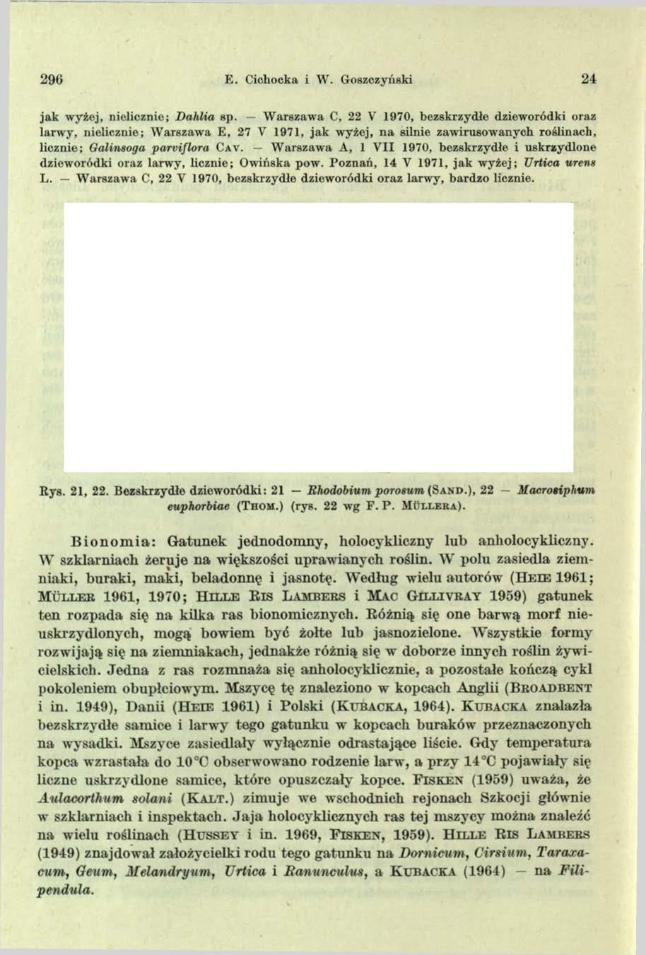 290 E. Cichocka i W. G oszczyński 24 ja k w yżej, nielicznie; D ahlia sp.