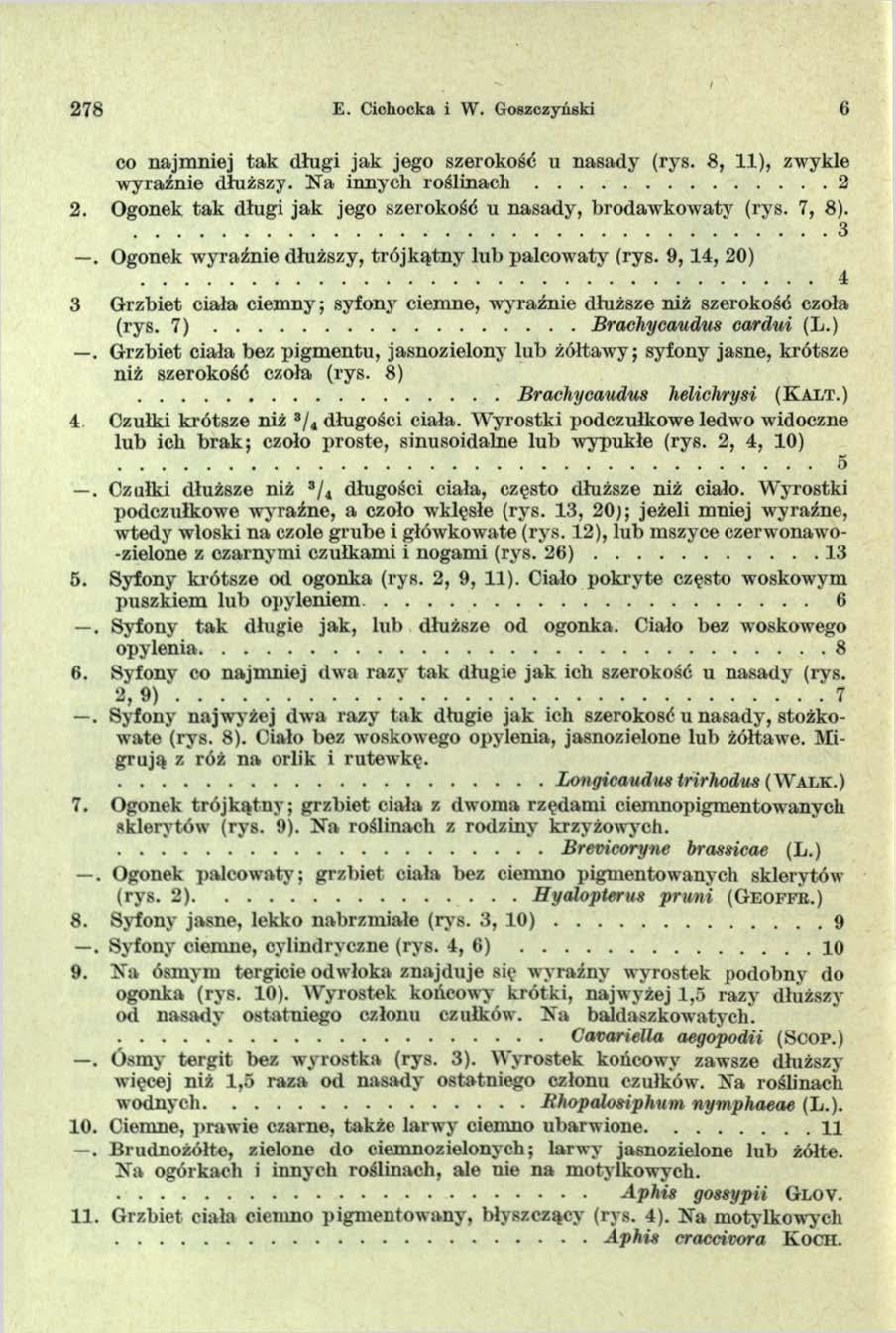 2 7 8 E. Cichocka i W. Goszczyński 6 co najmniej tak długi jak jego szerokość u nasady (rys. 8, 11), zwykle wyraźnie dłuższy. Na innych r o ś lin a c h...2 2.