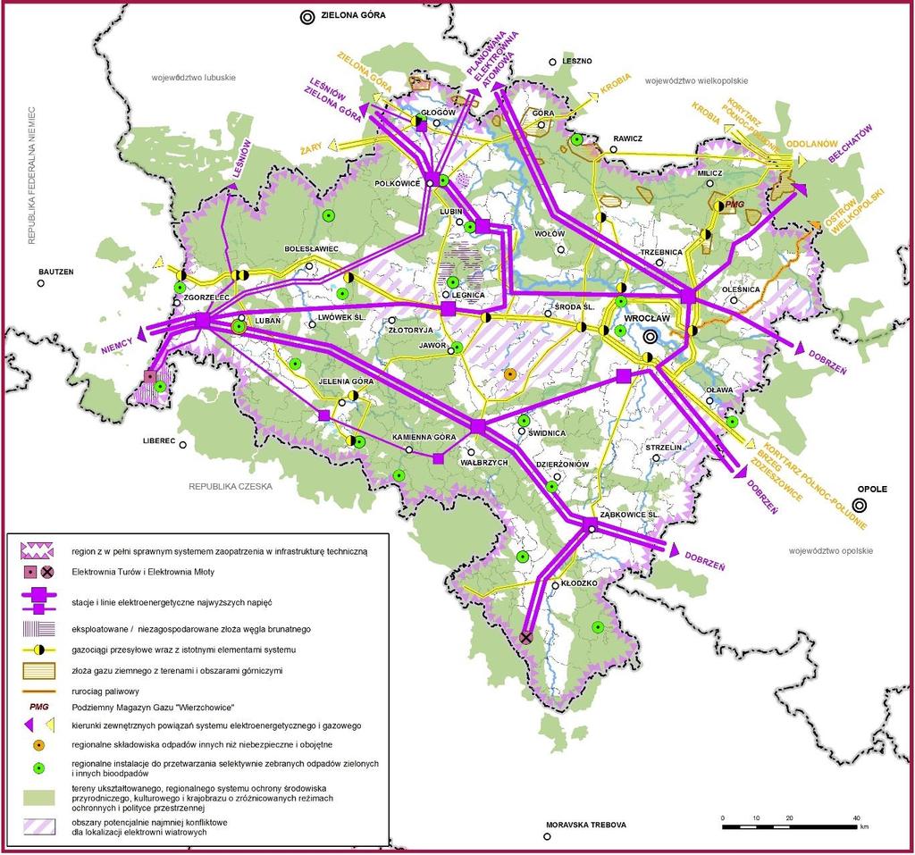 INFRASTRUKTURA TECHNICZNA ENERGETYKA Długookresowa wizja rozwoju przestrzennego infrastruktury technicznej Region dysponuje sprawnym systemem dostaw energii,