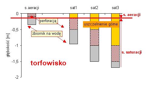 Typy zlewni i piezometry organiczna ols (sektor I),