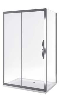 Kabiny prysznicowe Seria INOX Kabina prostokątna, ścianka boczna z drzwiami suwanymi Profil chrom połysk L Powłoka Easy Clean H Mocowanie Wypinane drzwi E W