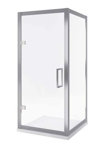 Kabiny prysznicowe Seria 600 Kabina kwadratowa, ścianka boczna i drzwi uchylne Profil chrom połysk Powłoka Easy Clean Mocowanie uniwersalne Chromowana rączka Szczegółowe wymiary dostępnych kabin wg.