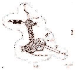 5.536 Kombinacja Dżungla 1 wieża do zabawy 5-kątna z daszkiem 5-spadowym; nieregularna; Ø ok. 2.5 m; wys. podestu = 2.2 m 1 ścianka boczna; dł. = 1.2 m; wys. = 0.