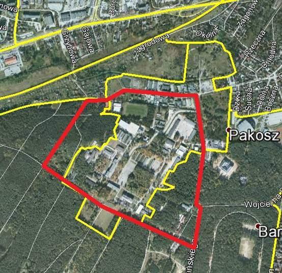 OBSZARY POWOJSKOWE Strefa rewitalizacji terenów powojskowych w Kielcach obejmuje teren po dawnej jednostce wojskowej, a dokładniej kompleksu koszarowego Jednostki Wojskowej 3417, będącego obecnie