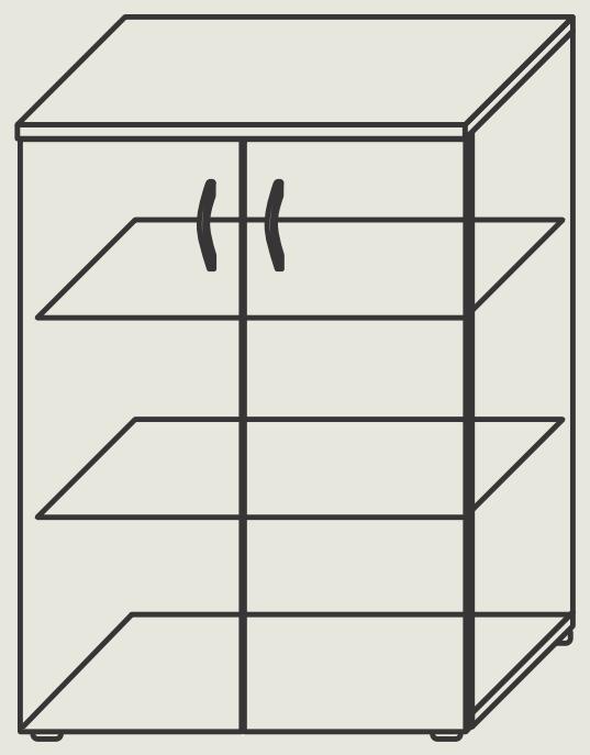 Plecy z płyty HDF o gr. 3,2 mm w kolorze białym. 4 9 6. Szafa dwudrzwiowa z 3 półkami wewnątrz, wym.: gł. 45 x szer. 86 x wys. 45 cm.