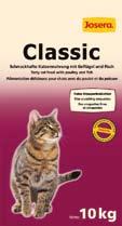 Classic Wielkość opakowania: 4 kg, 10 kg Smaczne pożywienie dla kota z drobiem i rybą Josera Classic z dużą zawartością drobiu i łososiem jest optymalnym pożywieniem dla Państwa smakoszy.
