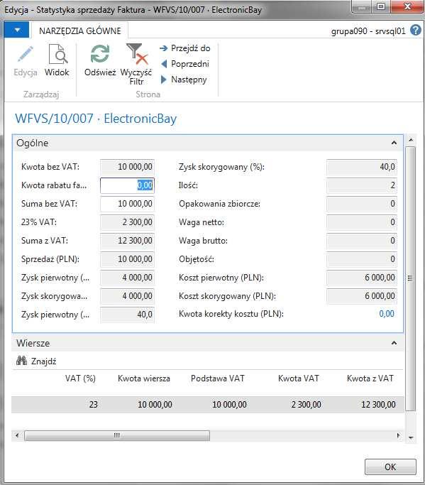 Po wprowadzeniu faktury, ale przed jej zaksięgowaniem, warto sprawdzić poprawność wprowadzonych danych: zakładka Narzędzia głównestatystyka.