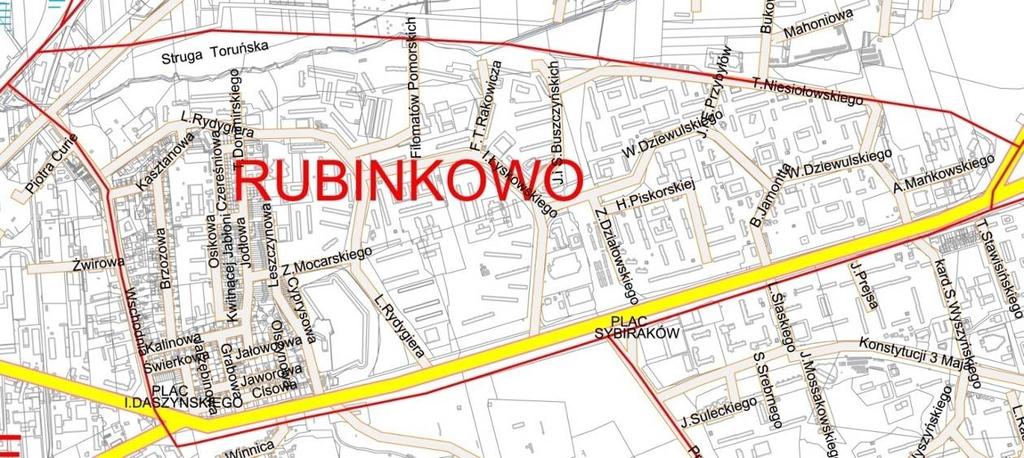 ul. Olsztyńskiej) niewielkie zgrupowanie wolnostojącej zabudowy mieszkaniowej jednorodzinnej z XX w. Część północna zdominowana przez hurtownie, składy i magazyny.
