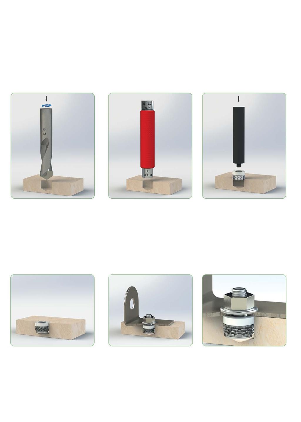 WCISKANE I SAMOKOTWICZĄCE WKŁADKI GWINTOWANE - PRESS IN SELF-ANCHORING THREADED INSERTS INSTRUKCJA MONTAŻU INSTALLATION GUIDE MONTAŻ POPRZEZ WCIŚNIĘCIE ASSEMBLY BY PRESSURE Przygotowanie otworu w