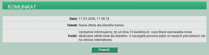 Przykładowa lista otrzymanych komunikatów: Z prawej strony komunikatu uŝytkownik ma do dyspozycji dwie funkcje: