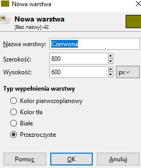 Pierwszy z przykładów składa się z trzech warstw o nazwach: Czerwona,