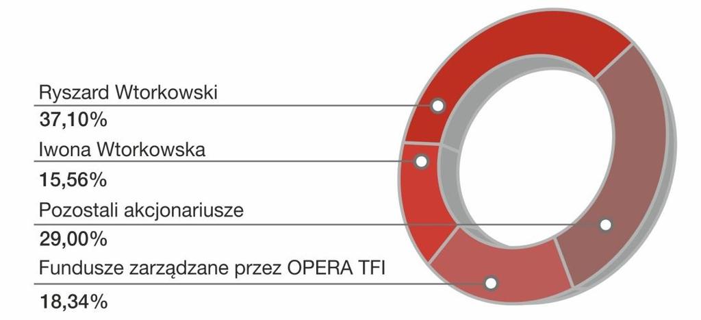 NASZĄ SIŁĄ JEST STABILNY AKCJONARIAT: Wykres Struktura akcjonariatu LUG S.A. NCIndex30 Giełda Papierów Wartościowych w Warszawie S.A. w odpowiedzi na wnioski uczestników rynku uchwaliła w czerwcu br.