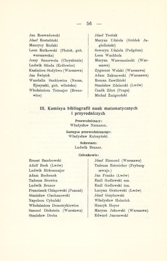 56 Jan Rozwadowski Józef Rostafiński Maurycy Rudzki Leon Rutkowski (Płońsk, gub.