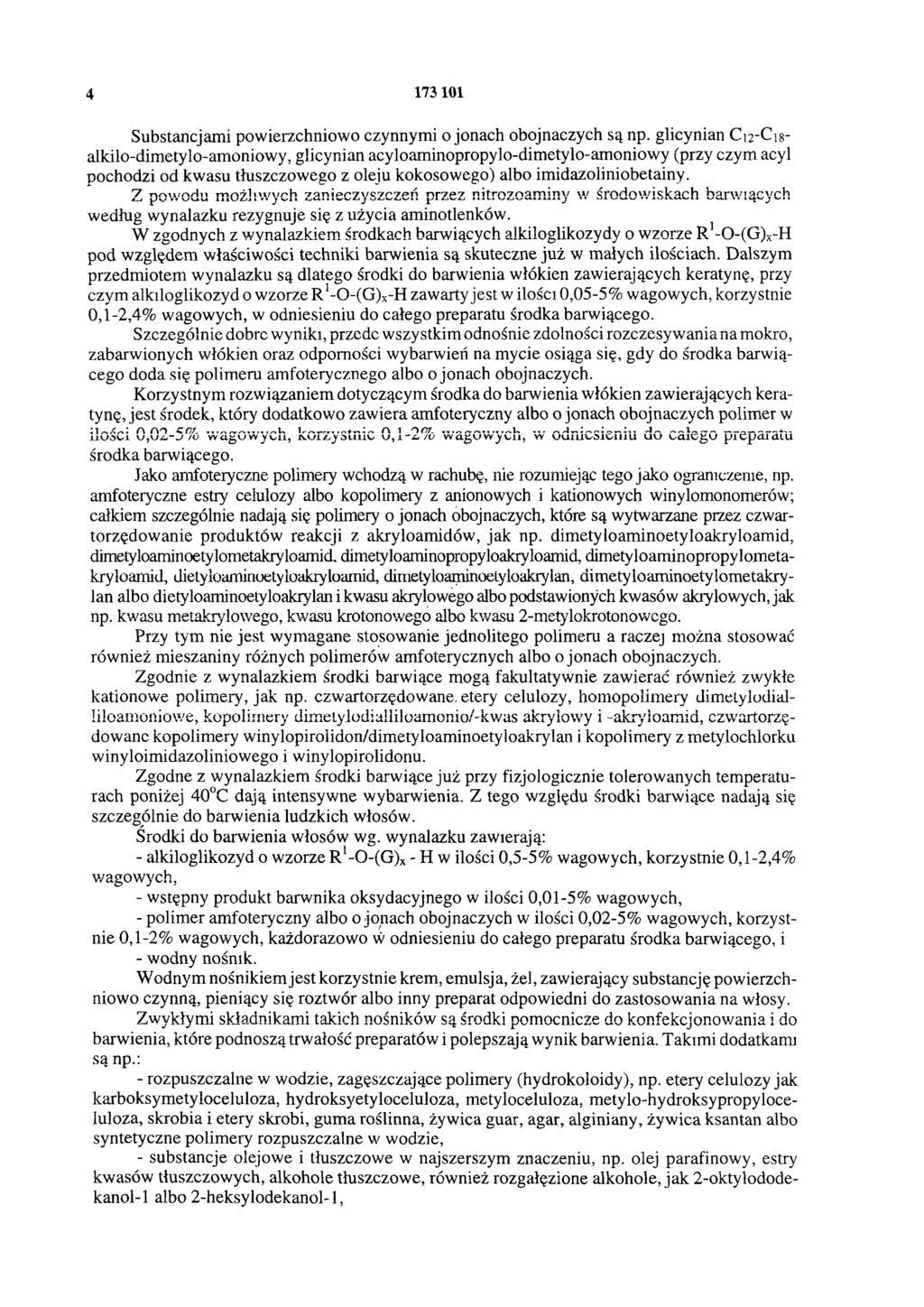 4 173 101 Substancjami powierzchniowo czynnymi o jonach obojnaczych są np.