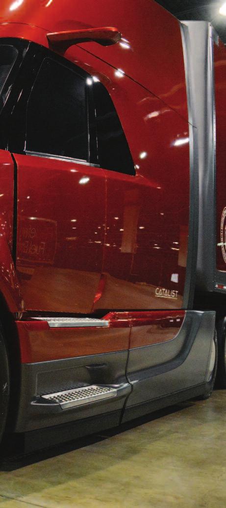 drickson, and the trailer suspension giving the truck an airfoil-like top profile. "It's really tough to get trailer manufacturers to cross that bridge," says Opperman.