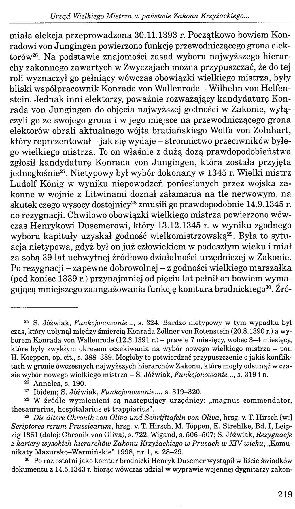 Urząd Wielkiego Mistrza w państwie Zakonu Krzyżackiego... m iała elekcja przeprow adzona 30.11.1393 r.