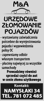 14 OG OSZENIA DROBNE Twój Puls Tygodnia wtorek - 16 marca 2010 r.,,ami Irena i Marek Aksamscy Sp. j. 63-510 Mikstat, ul. Stara Droga 1 Zaprasza do wspó³pracy firmy œwiadcz¹ce us³ugi transportowe.