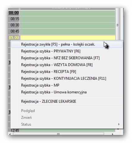 Na wybranej godzinie klikamy prawym