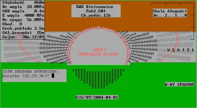 odległość 100 m) Fig. 6. Rib bumping risk with strong and close seismic event (Es = 3E + 6, distance 100 m) Rys. 7.
