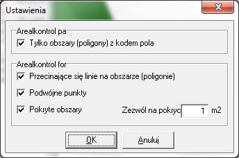 Kontrola rozpoczyna się po kliknięciu OK. Uwaga: Kontrola może zająć trochę czasu na dużych obszarowo mapach.