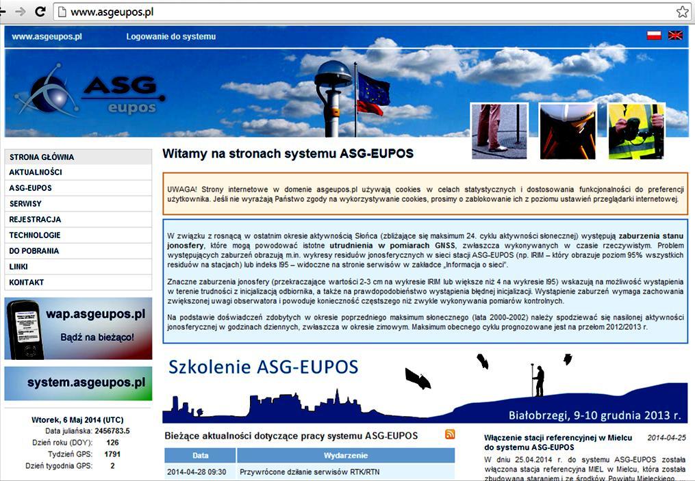 Strona internetowa systemu ASG-EUPOS: www.asgeupos.pl R.