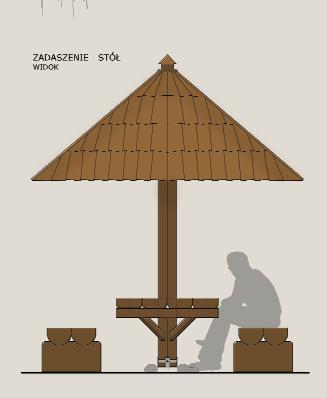 Fundament: Zagłębiony na 1,10 m poniżej p.t. Rozwiązania szczegółowe jw. SZALET szt. 1 Elementy pionowe słupy wykonane z belek o przekroju 18x18 cm.