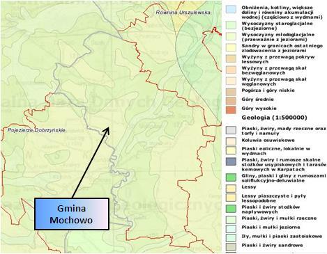 gliniastych. W części centralnej Gminy utwory te są przykryte cienką warstwą wodnolodowcowych piasków i żwirów, są one z reguły gruntami średnio zagęszczonymi.