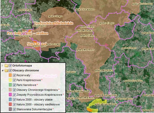 Rysunek 14. Obszar Chronionego Krajobrazu Przyrzecze Skrwy Prawej na terenie Gminy Mochowo Źródło: http://geoserwis.gdos.gov.pl/ 4.7.1. Obszary Chronionego Krajobrazu Wg ustawy z dnia 16 kwietnia 2004 r.