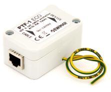 5 ZABEZPIECZENIA KAMER IP 1-KANAŁOWE DLA SKRĘTKI 1-KANAŁOWE PTU-1-ECO Zabezpieczenie przeciwprzepięciowe do skrętki UTP Skuteczność do 4kV / 10kA Małe gabaryty Możliwość zastosowania do linii