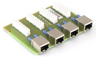 8 MOD-4R-ECO/PoE Moduł 4-kanałowego zabezpieczenia przeciwprzepięciowego dla skrętki UTP z zasilaniem PoE Zabezpieczenie 4 kanałów Video IP Zabezpieczenie 4 kanałów linii PoE (15,4W przy 48V) 2
