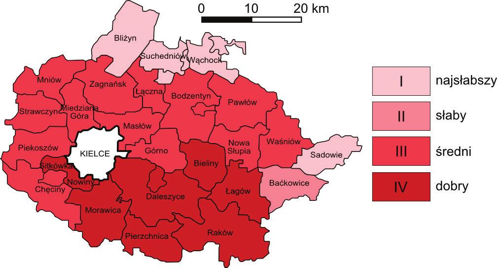 Syntetyczna ocena predyspozycji obszarów.
