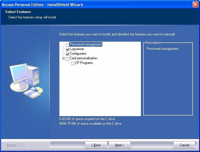 40 pl Deinstalacja Ponowna instalacja Access Professional Edition 2.1 Zaznacz pola aplikacji, które mają zostać dodane do instalacji. UWAGA!
