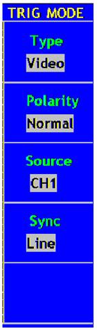 Funkcja menu Ustawienia Opis Polaryzacja Normalna Odwrócona Source - źródło CH1 CH2 EXT EXT/5 Sync Line Field Rys.