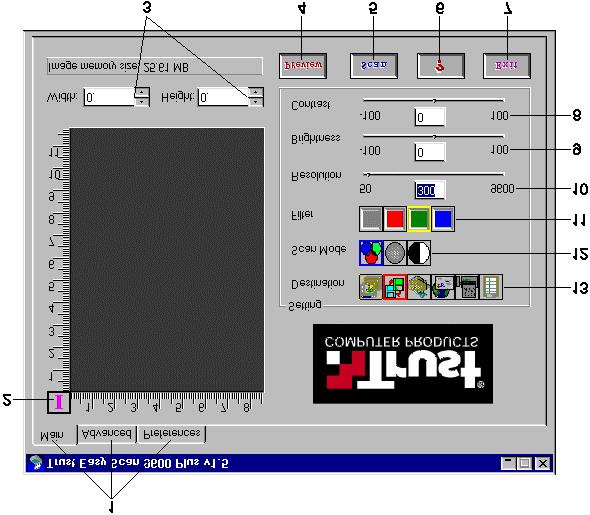 5.2 Program TWAIN 2NQR SURJUDPX 7:$,1 PD ]DNáDGNL IXQNFML L RSFML Main (podstawowe) Advanced (zaawansowane) Preferences