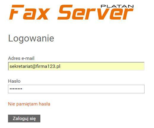 3. Jak wysłać faks? Platan Fax Server ver. 1.00.xx 3.1. Wysłanie faksu przez stronę www (Web to Fax) Aby wysłać faks poprzez stronę www FaxServera, należy zalogować się na konto użytkownika.