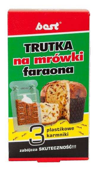 Imidaklopryd - 100 g/ l Cypermetryna - 25 g/ l PROTECT Trutka na mrówki faraona Preparat owadobójczy w postaci karmniczków z granulowaną przynętą gotową do użycia, przeznaczony do zwalczania mrówek