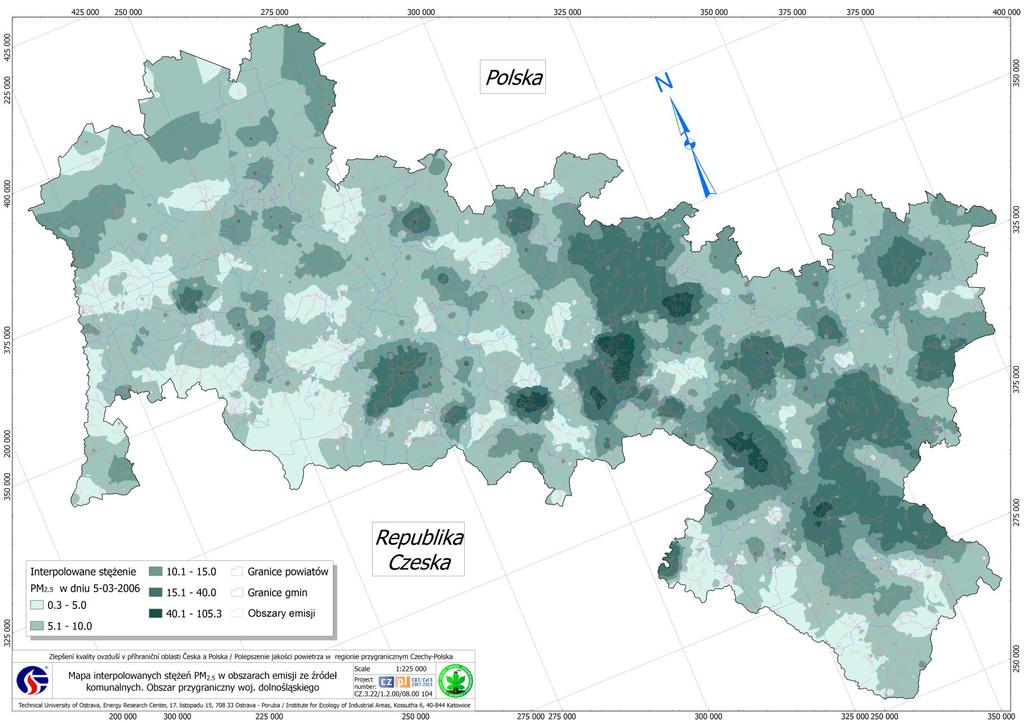 Przykładowy rozkład dobowych stężeń PM2,5 jako efekt